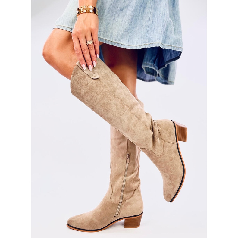 Stivali da cowboy in pelle scamosciata Torez Khaki marrone 1