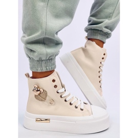 Arenas Sneakers alte beige con spilla da balia 1