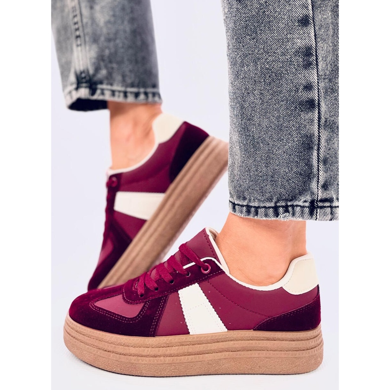 Scarpe da ginnastica con suola alta Belmont Wine rosso 2
