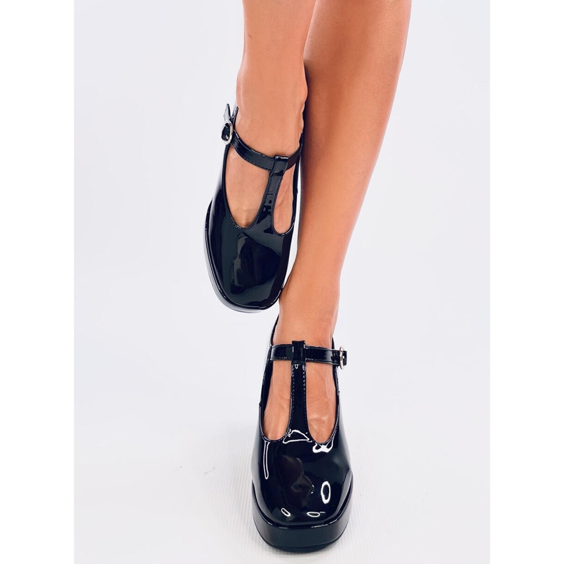 Décolleté Moreton nere con plateau nero 1