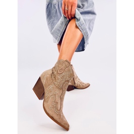 Stivali texani Lorenzo Khaki con pietre beige 1
