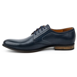 Kampol Scarpe formali da uomo in pelle 331KAM, colore blu navy 1