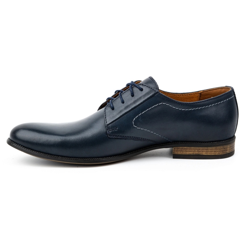Kampol Scarpe formali da uomo in pelle 331KAM, colore blu navy 1