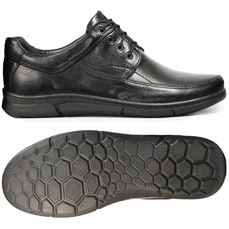 Kampol Scarpe casual in pelle da uomo 42KAM, nere nero 1
