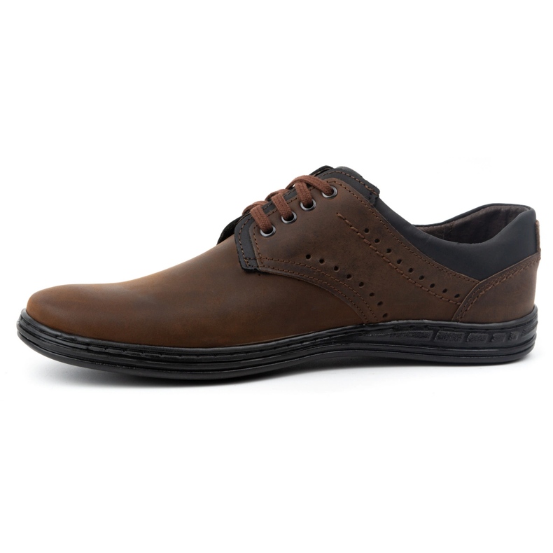 Polbut Scarpe casual da uomo in pelle 402H, colore testa di moro marrone 1