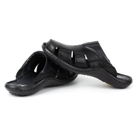 Kampol Infradito da uomo in pelle 224KAM, nere nero 2