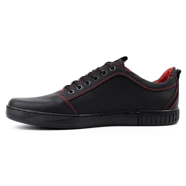 Polbut Scarpe casual da uomo in pelle 2121/2, nere e rosse nero 1
