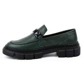 WASAK Scarpe slip-on da donna in pelle 706X verde con suola spessa 1