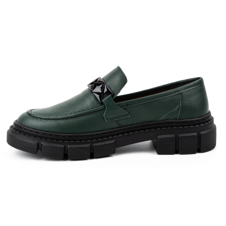 WASAK Scarpe slip-on da donna in pelle 706X verde con suola spessa 1