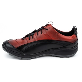 Olivier Scarpe da trekking da uomo in pelle 405KZ, nere e rosse nero 1