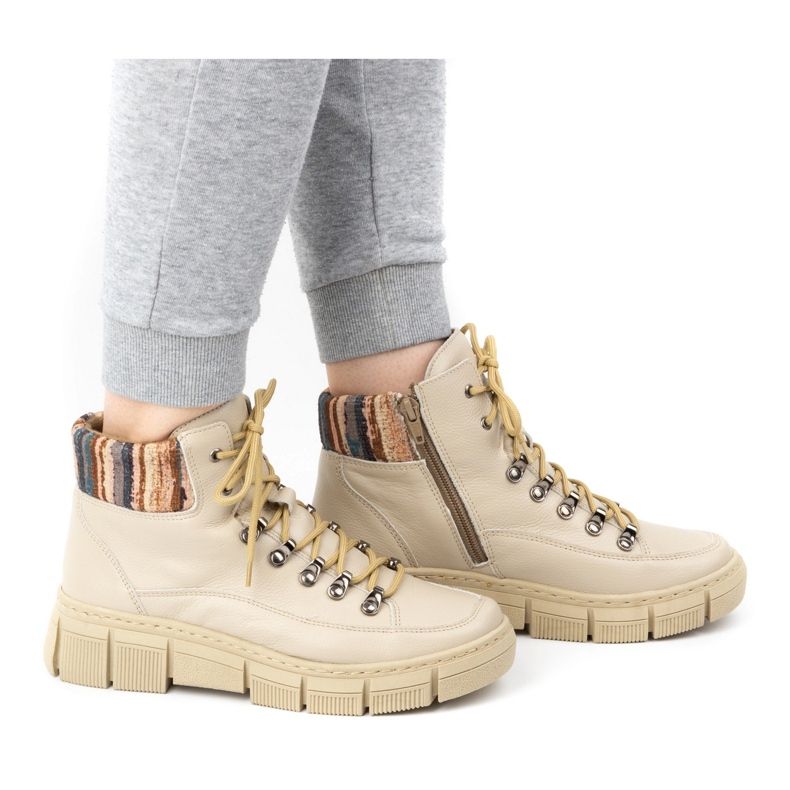 WASAK Stivaletti invernali da donna in pelle 0698W, colore beige 1