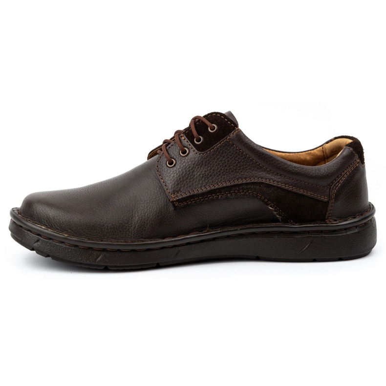 Kampol Scarpe casual in pelle da uomo 14KAM marrone scuro 1