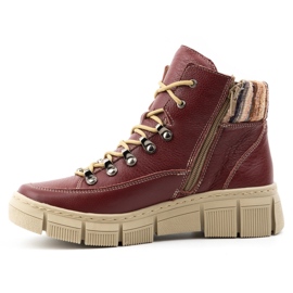 WASAK Scarpe da donna, stivaletti, sneakers invernali in pelle 0698W, bordeaux rosso 1