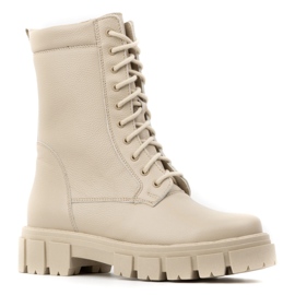 WASAK Stivaletti alti da donna in pelle coibentata con lacci, invernali 0709W beige 1