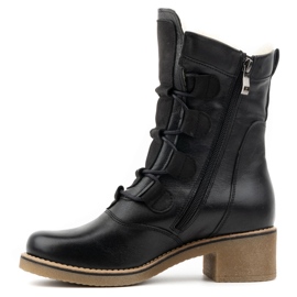 Olivier Eleganti stivali da donna in pelle isolati con lana 317BB, neri nero 1
