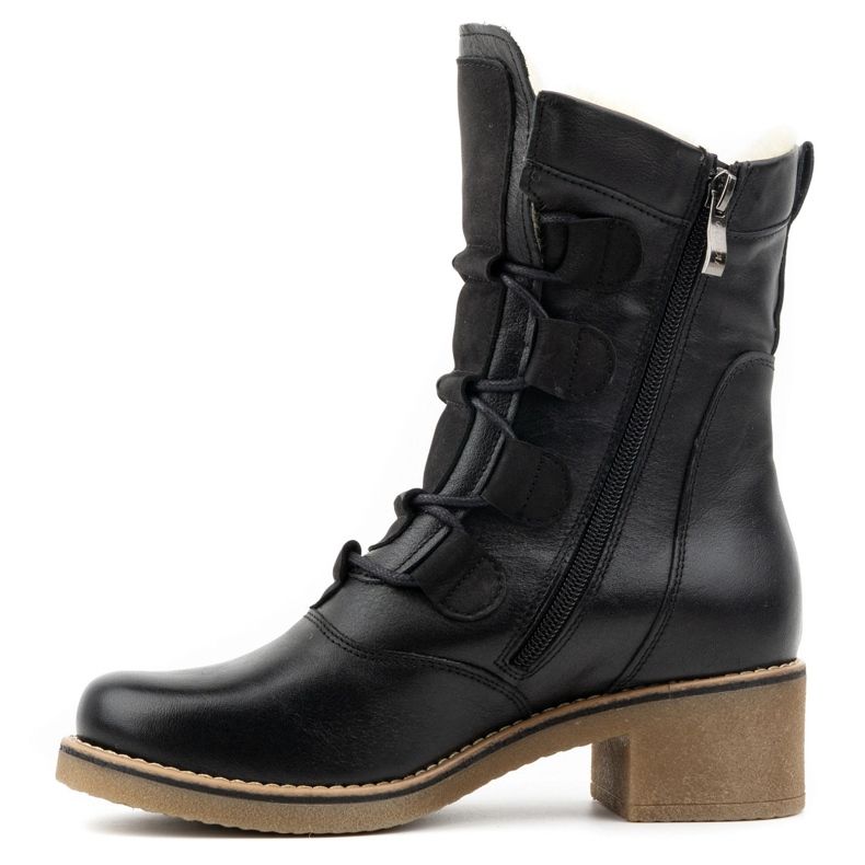 Olivier Eleganti stivali da donna in pelle isolati con lana 317BB, neri nero 1
