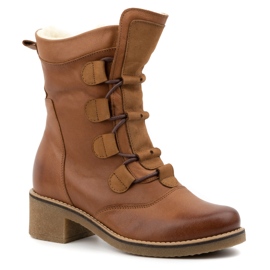 Olivier Eleganti stivali da donna in pelle foderati in lana marrone 317BB 1