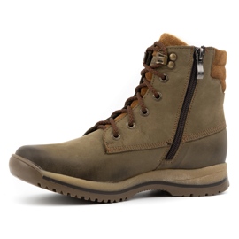 Olivier Scarpe da trekking da donna in pelle con stivaletti stringati, invernali 360BB, oliva verde 1