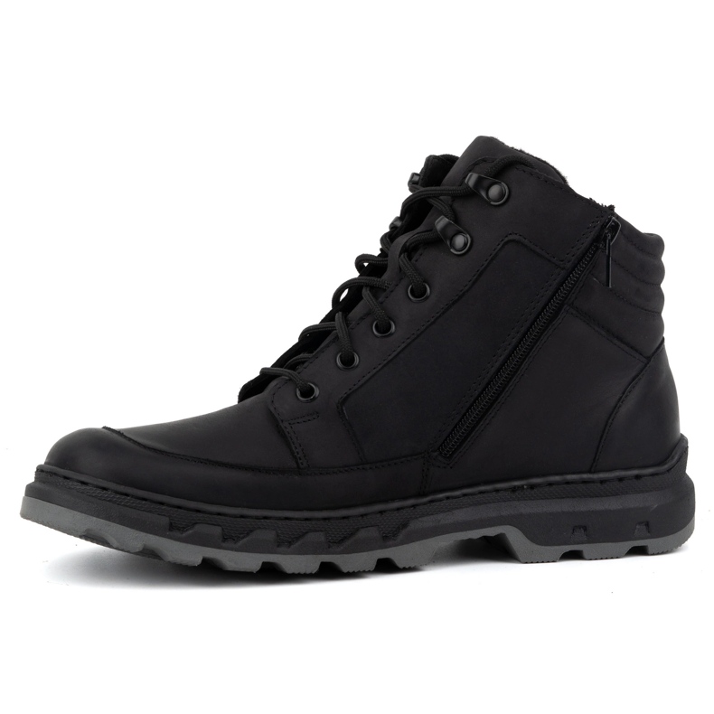 Stivaletti stringati invernali da uomo in pelle WASAK 0220 neri nero 1