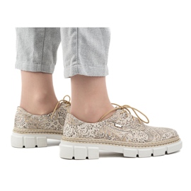 Olivier Scarpe da donna in pelle con suola spessa, fiori 1134, beige 2