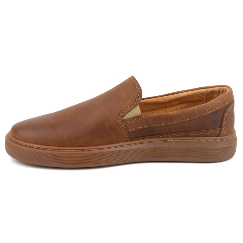 Scarpe slip-on da uomo realizzate in pelle naturale POLBUT 2124 cammello marrone 1