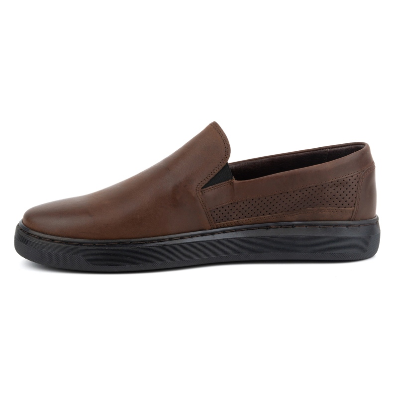 Scarpe slip-on da uomo in pelle naturale POLBUT 2124P, marrone 1