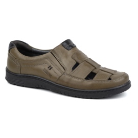 Kampol Scarpe casual in pelle da uomo 86KAM verde 1