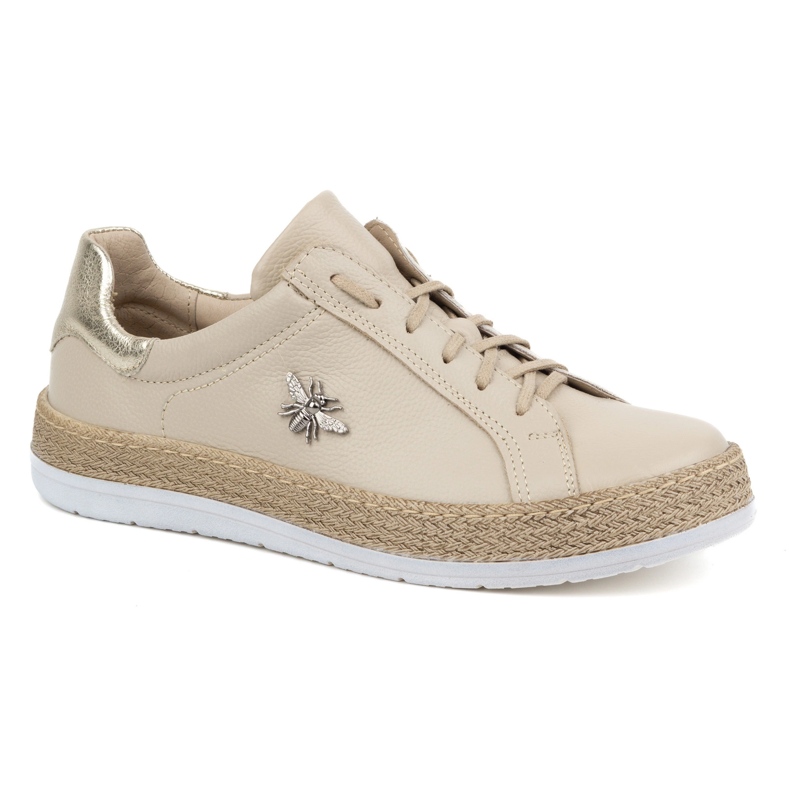 Olivier Scarpe da donna in pelle, modello 1190, sneakers beige 1