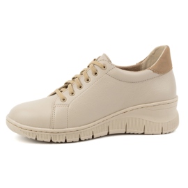 WASAK Scarpe da donna, sneakers stringate in pelle con cerniera 0703W, beige 1