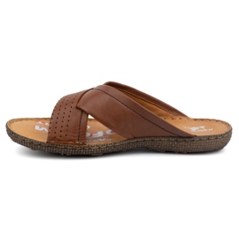 Kampol Infradito da uomo in pelle incrociata in pelle 216kam marrone 1