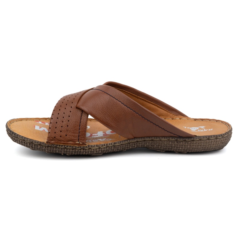 Kampol Infradito da uomo in pelle incrociata in pelle 216kam marrone 1