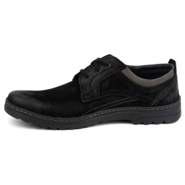 Olivier Scarpe casual stringate da uomo in pelle, scamosciata 309GT, nere nero 1