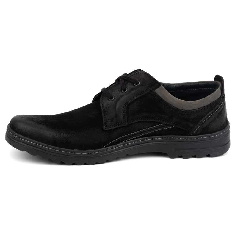 Olivier Scarpe casual stringate da uomo in pelle, scamosciata 309GT, nere nero 1