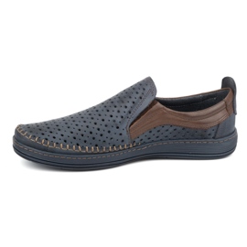 Olivier Mocassini traforati da uomo estivi 590MP, colore blu navy 1
