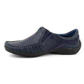 KOMODO Scarpe da uomo, mocassini slip-on in pelle 627K, blu navy 1