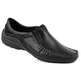 KOMODO Scarpe da uomo, mocassini in pelle 627K, colore nero 1