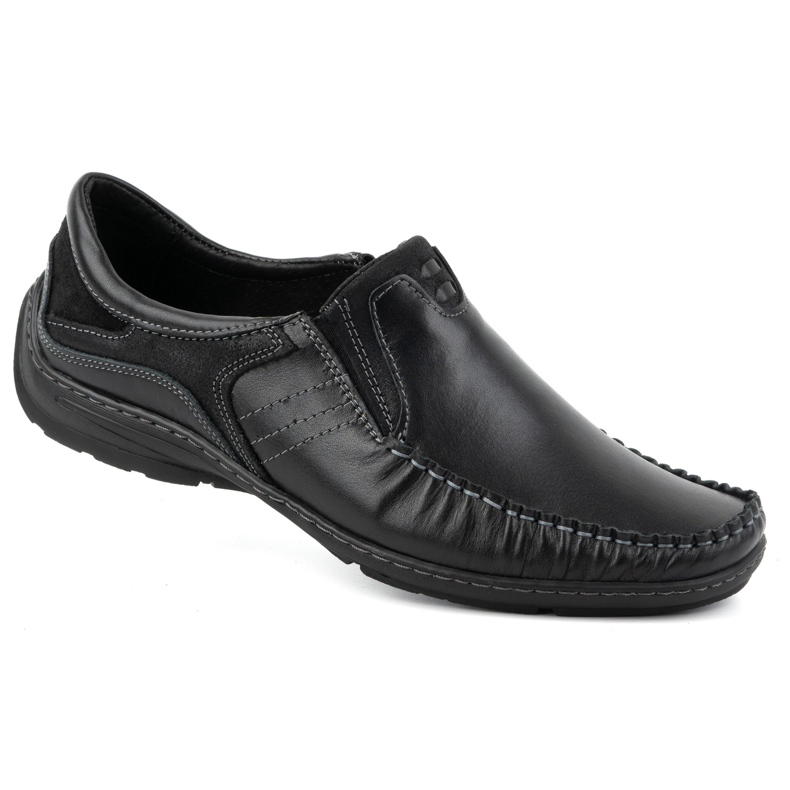 KOMODO Scarpe da uomo, mocassini in pelle 627K, colore nero 1