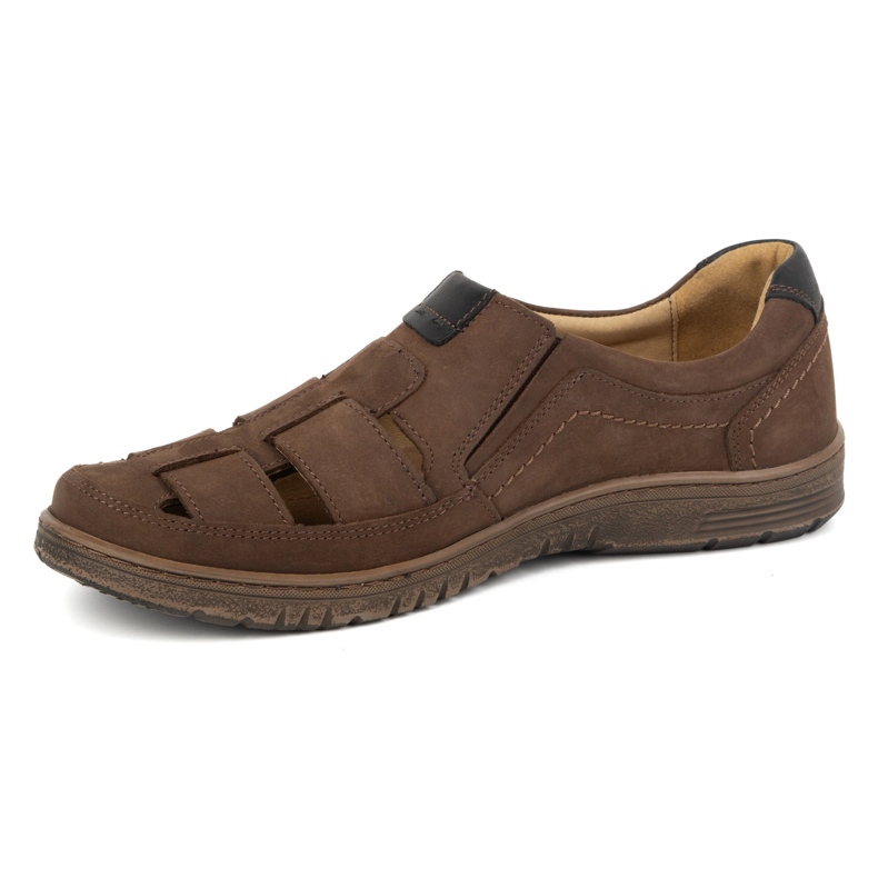 Kampol Scarpe casual da uomo in pelle 86KAM nabuk marrone 1