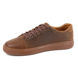 Sneakers da uomo in pelle POLBUT 2127 cammello marrone 1