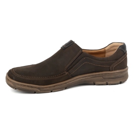 Kampol Scarpe slip-on casual da uomo in pelle 58KAM marrone 1