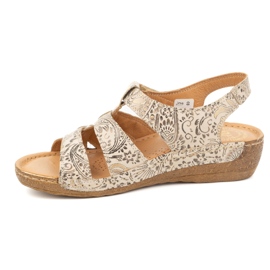 Olivier Sandali da donna con velcro, modello 0853, marrone con motivo floreale 1