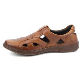 Olivier Scarpe da uomo in pelle, ariose, slip-on con velcro, 312KZ, marrone 1
