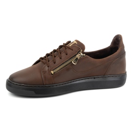 Scarpe casual da uomo realizzate in pelle naturale POLBUT 2125 Marrone 1