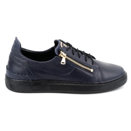 Scarpe casual da uomo in pelle naturale POLBUT 2125, blu navy 1