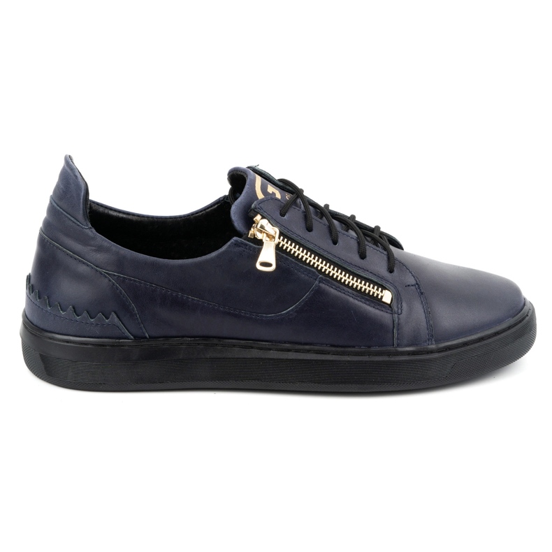 Scarpe casual da uomo in pelle naturale POLBUT 2125, blu navy 1