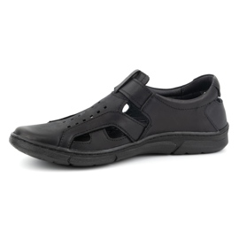 Olivier Scarpe slip-on da uomo in pelle, ariose, con velcro, 312KZ, nere nero 1