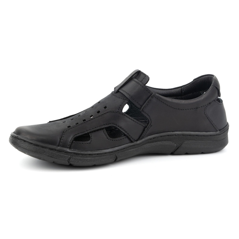 Olivier Scarpe slip-on da uomo in pelle, ariose, con velcro, 312KZ, nere nero 1