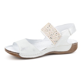 Olivier Sandali da donna in pelle con fascia elastica 0546, argento 1
