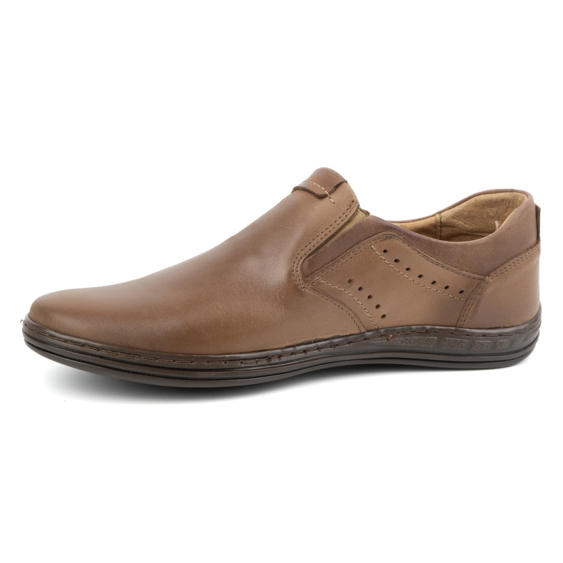 Scarpe slip-on da uomo in pelle POLBUT 401 marrone 1