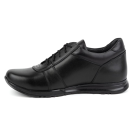 Olivier Scarpe aumentanti da uomo in pelle con lacci Sport Style 408KZ + 3 cm, nere nero 1